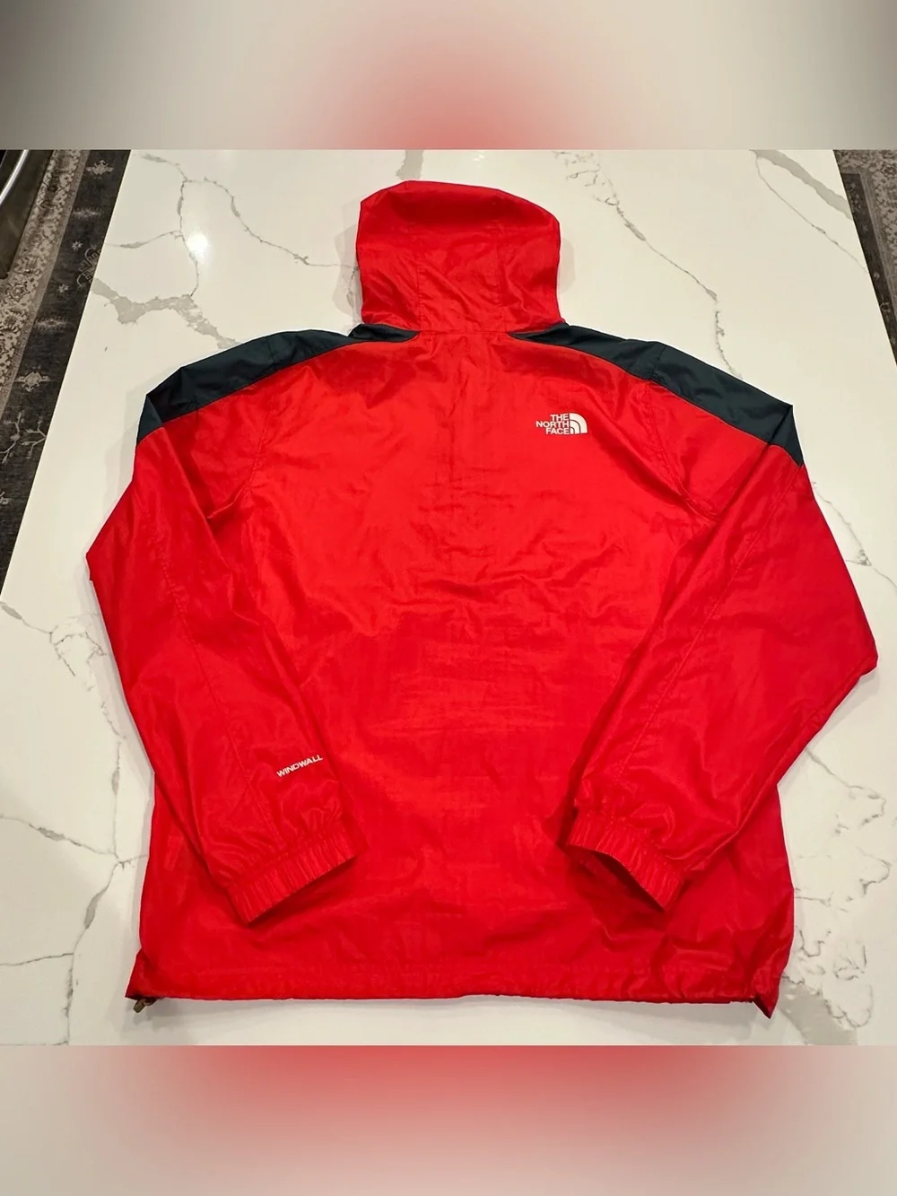 The North Face Windwall Anorak Jacket Mens M Red Navy Half Zip Windbreaker Gorp